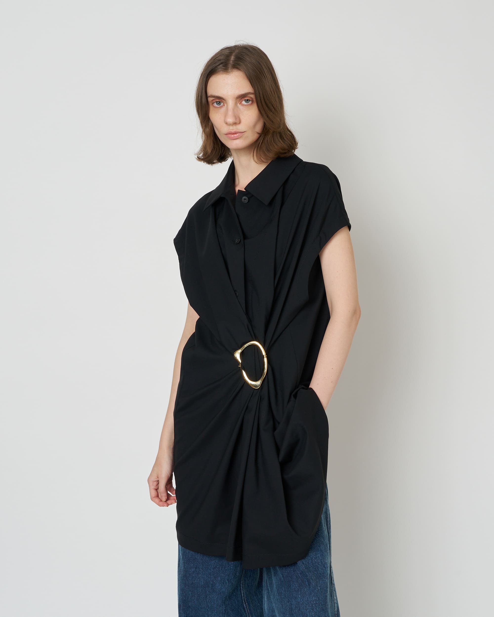 NOA - WOOL GATHERED TOP WITH BUCKLE