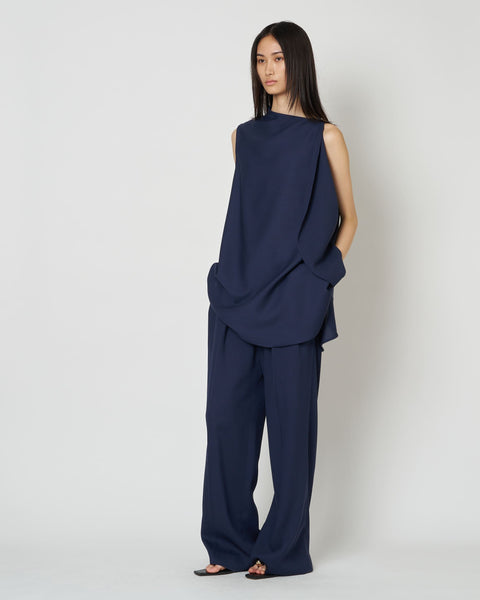 LEVI - WOOL ASYMMETRY DRAPED BLOUSE