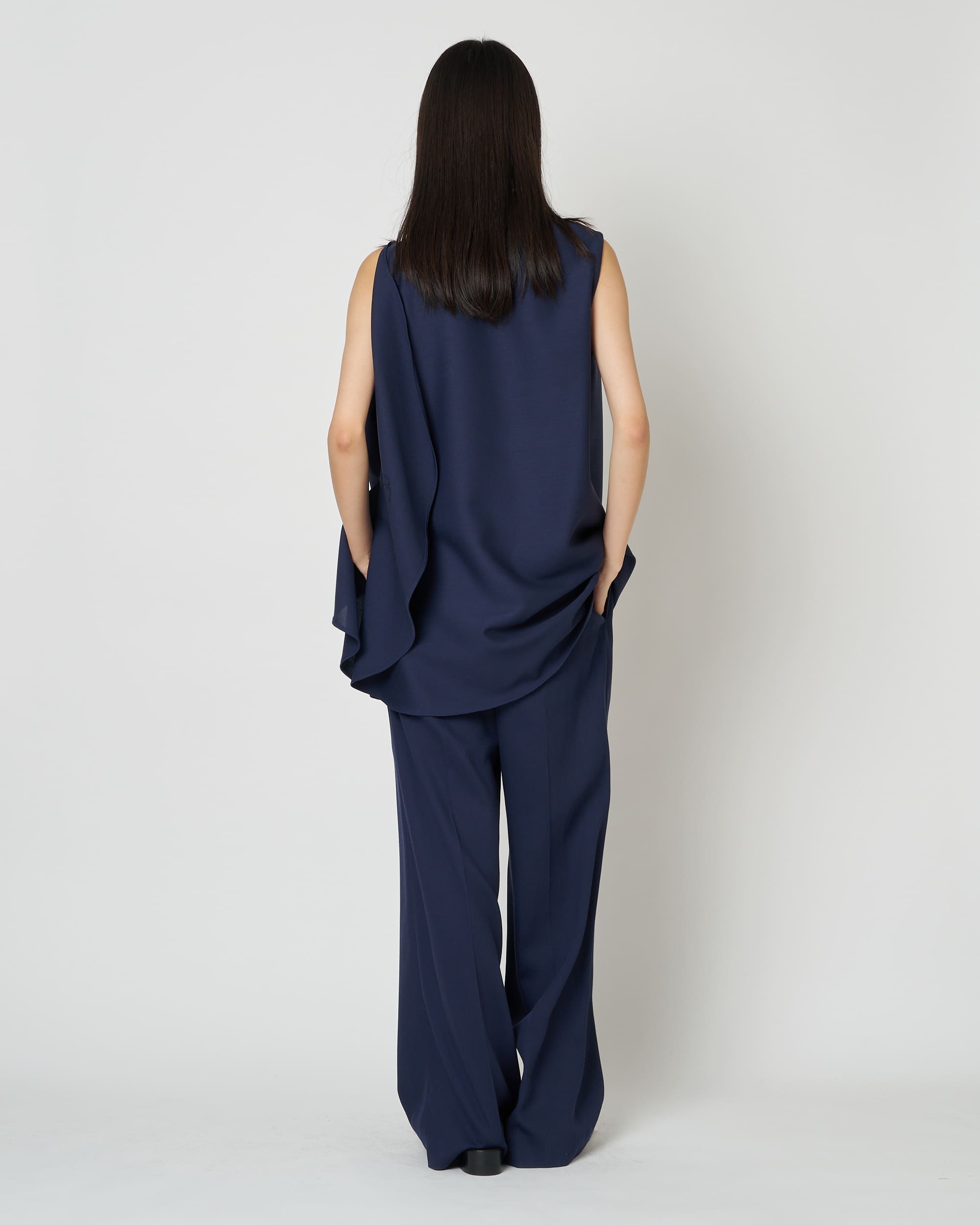 LEVI - WOOL ASYMMETRY DRAPED BLOUSE