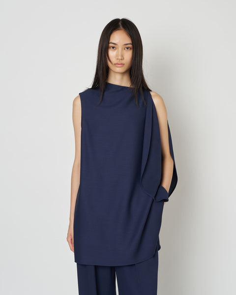 LEVI - WOOL ASYMMETRY DRAPED BLOUSE
