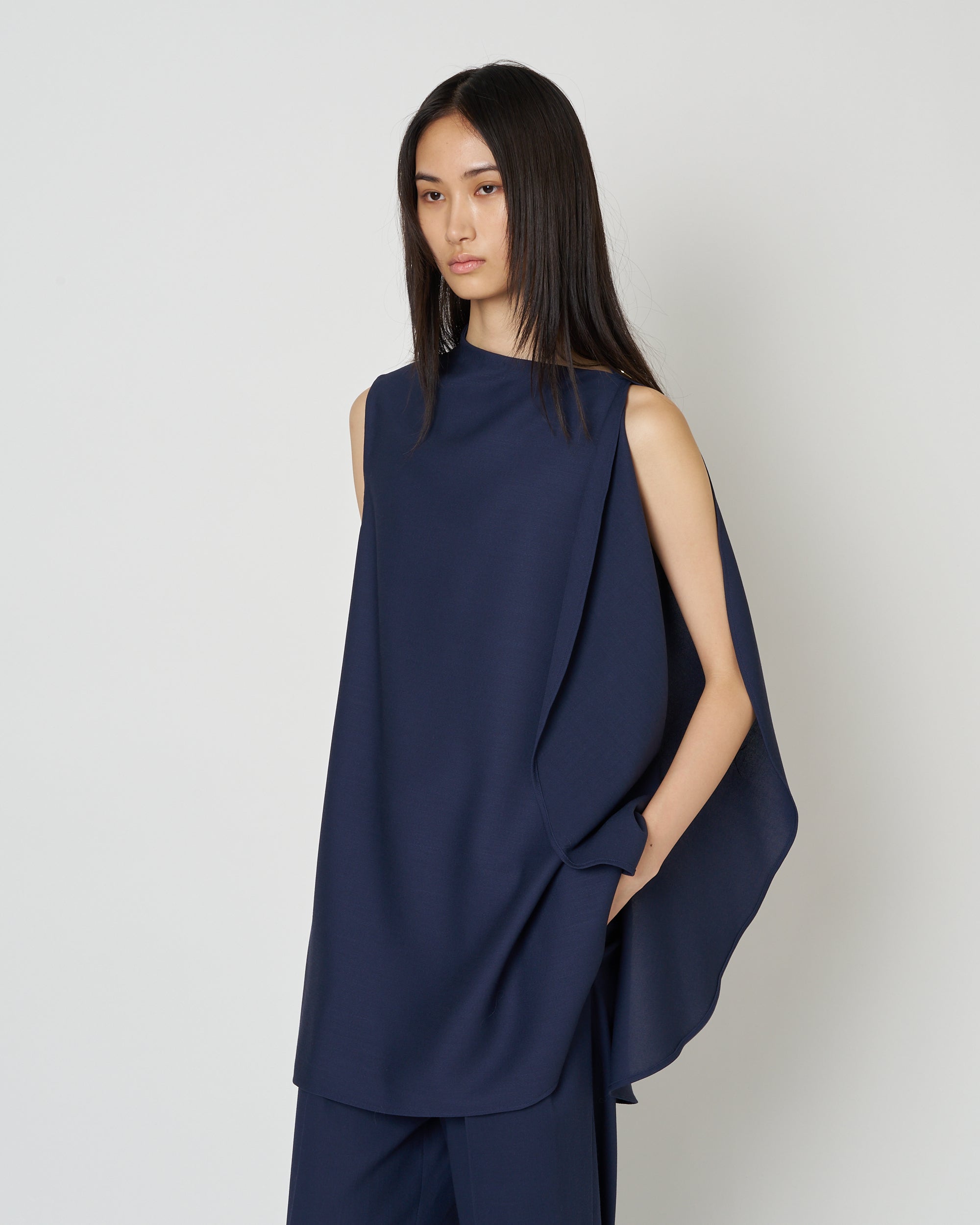 【PRE ORDER】LEVI - WOOL ASYMMETRY DRAPED BLOUSE