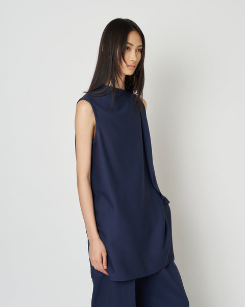 【PRE ORDER】LEVI - WOOL ASYMMETRY DRAPED BLOUSE
