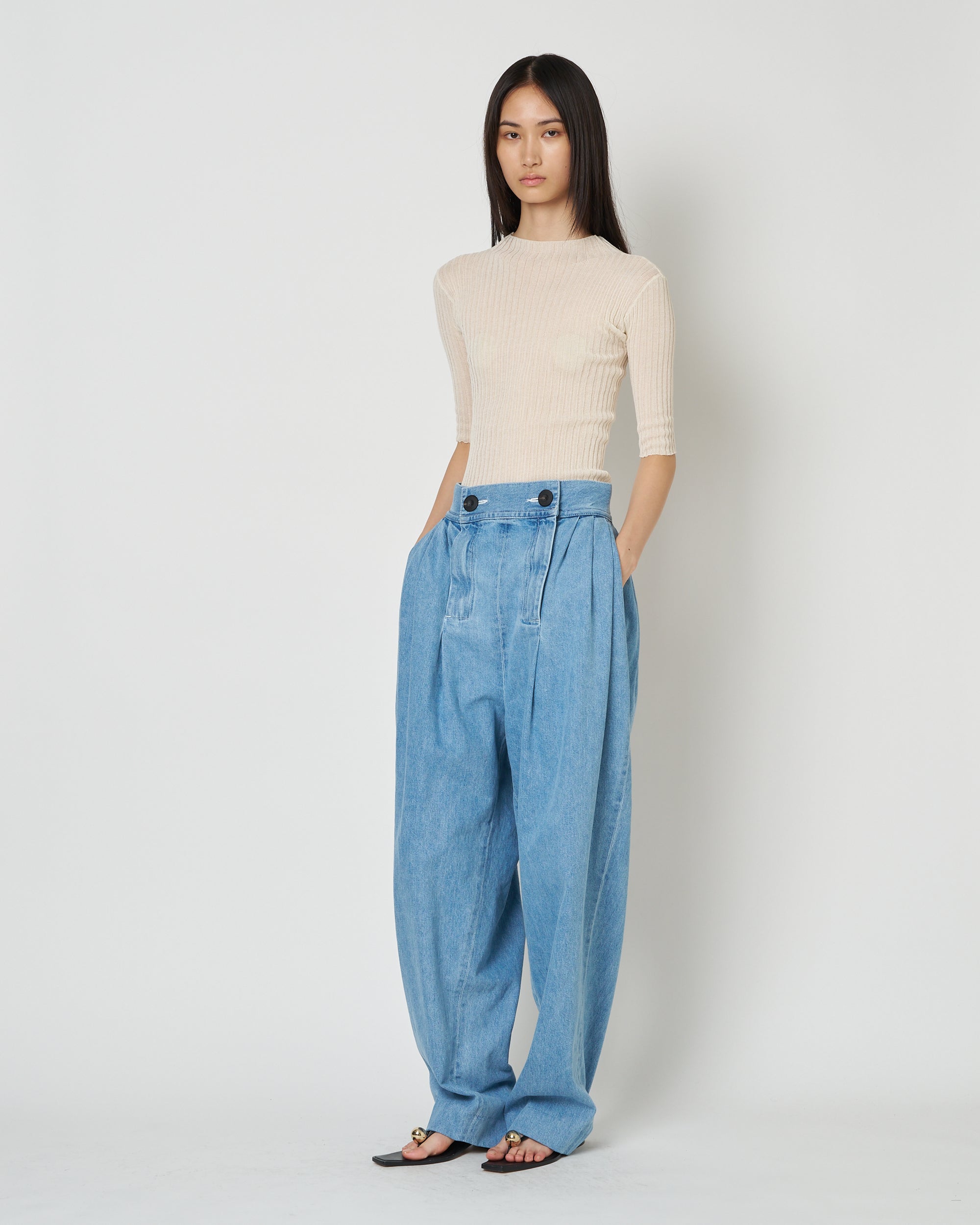 【PRE ORDER】NIRVANA - DENIM TUCK PANTS