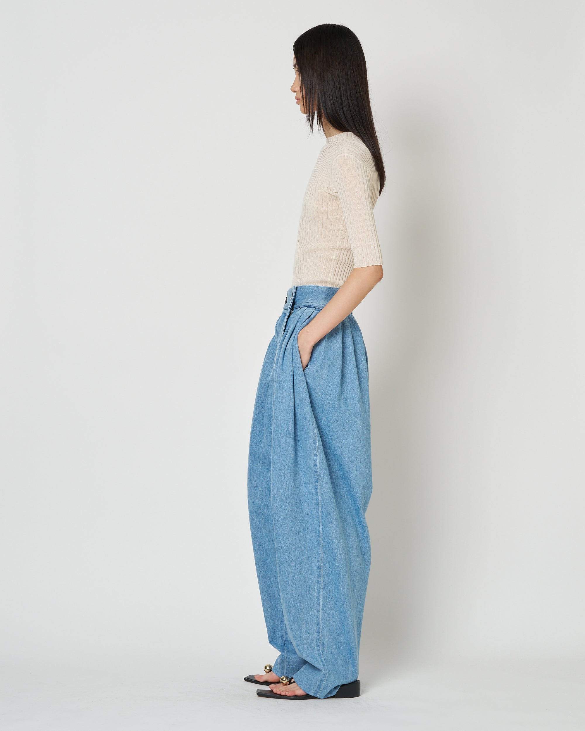 【PRE ORDER】NIRVANA - DENIM TUCK PANTS
