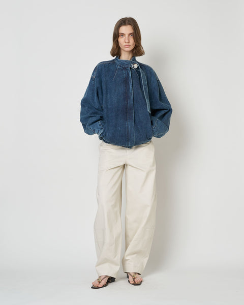 IVANA - ROUND SHAPED ZIP UP DENIM BLOUSON
