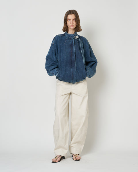【PRE ORDER】IVANA - ROUND SHAPED ZIP UP DENIM BLOUSON