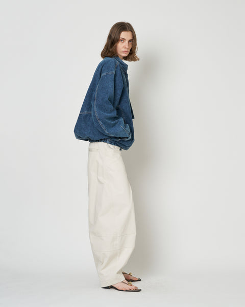 【PRE ORDER】IVANA - ROUND SHAPED ZIP UP DENIM BLOUSON