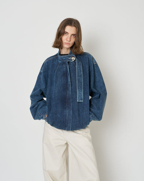 IVANA - ROUND SHAPED ZIP UP DENIM BLOUSON