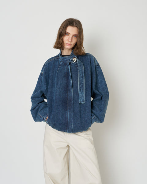 【PRE ORDER】IVANA - ROUND SHAPED ZIP UP DENIM BLOUSON