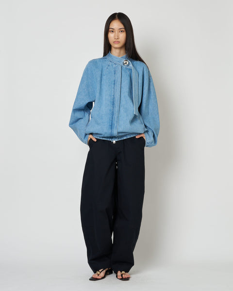 IVANA - ROUND SHAPED ZIP UP DENIM BLOUSON