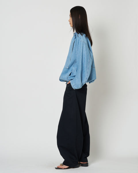 【PRE ORDER】IVANA - ROUND SHAPED ZIP UP DENIM BLOUSON