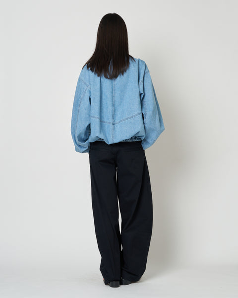 【PRE ORDER】IVANA - ROUND SHAPED ZIP UP DENIM BLOUSON