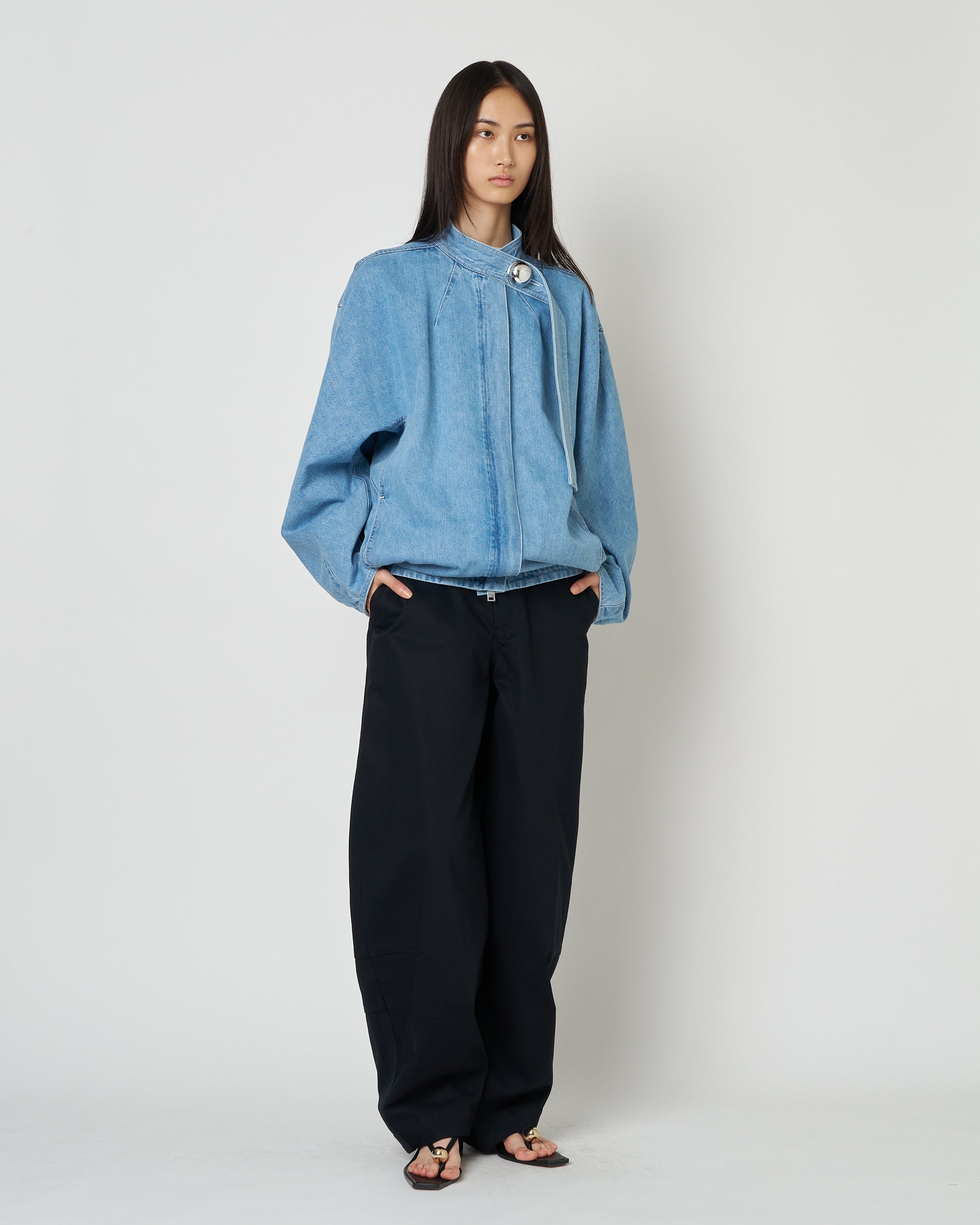 【PRE ORDER】IVANA - ROUND SHAPED ZIP UP DENIM BLOUSON