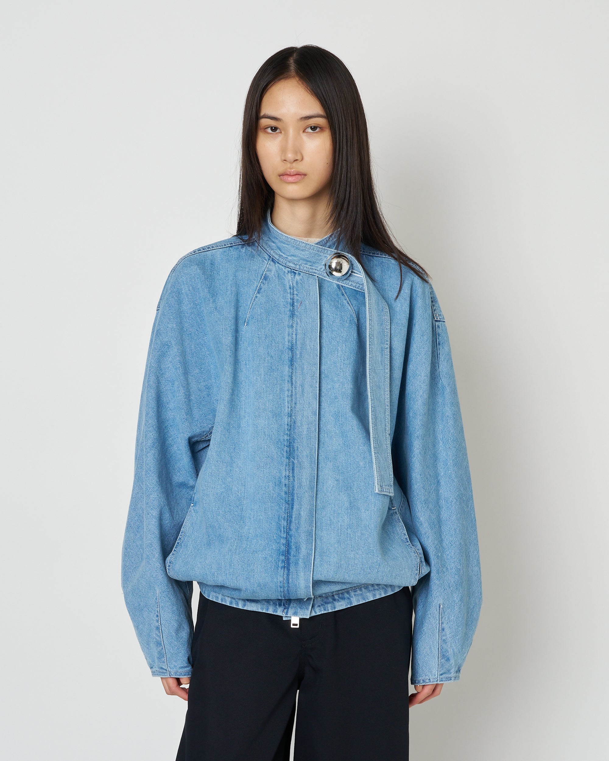 【PRE ORDER】IVANA - ROUND SHAPED ZIP UP DENIM BLOUSON