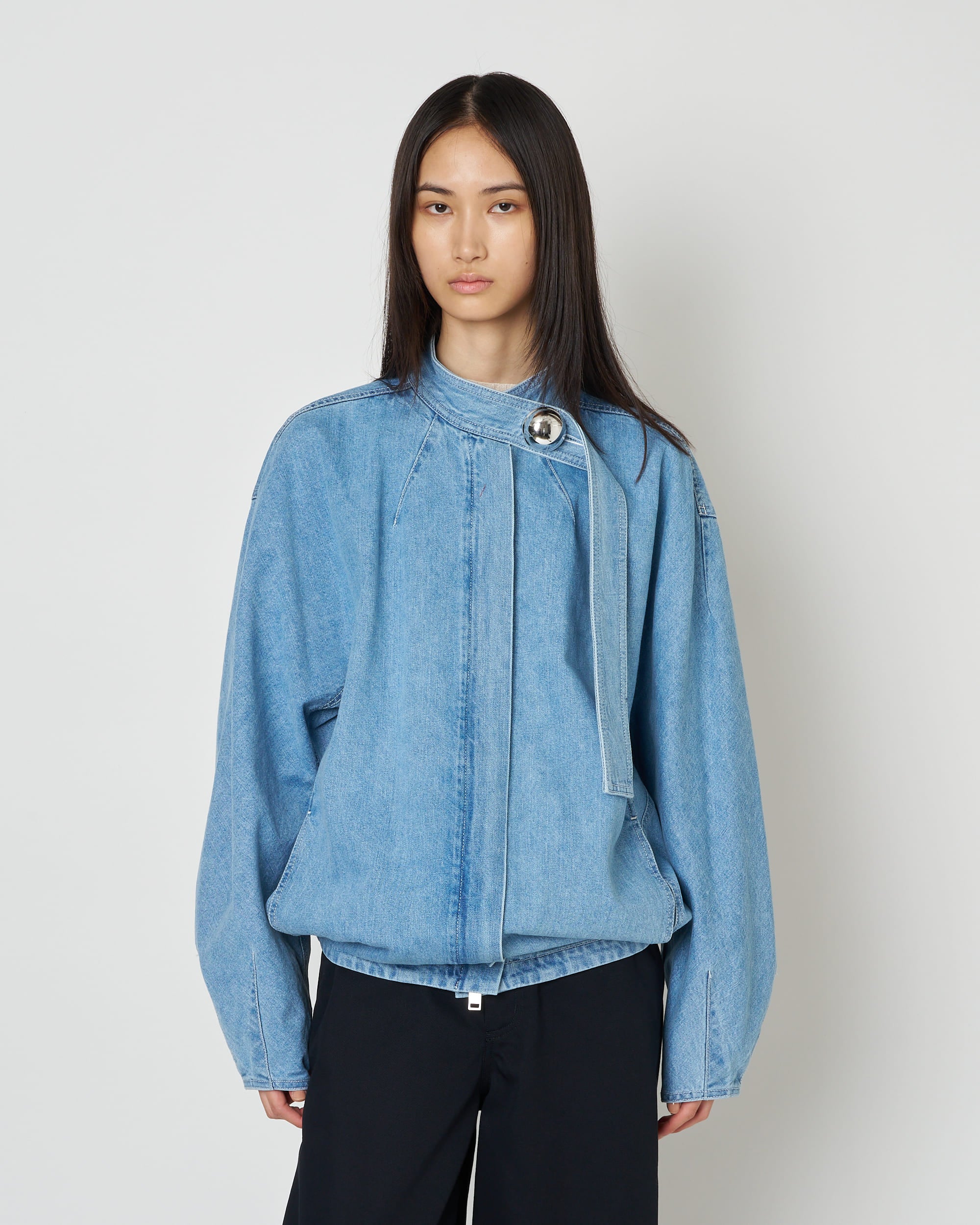 IVANA - ROUND SHAPED ZIP UP DENIM BLOUSON