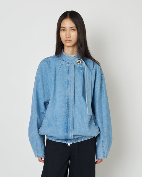 【PRE ORDER】IVANA - ROUND SHAPED ZIP UP DENIM BLOUSON