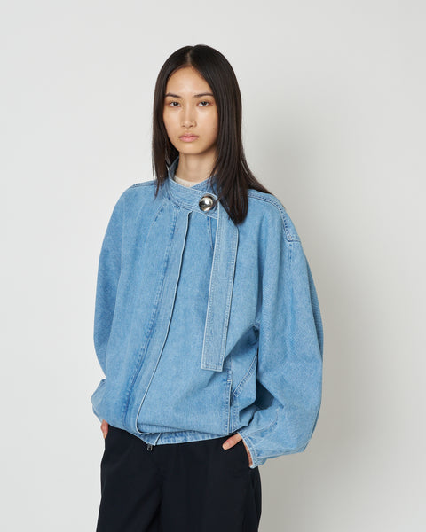 【PRE ORDER】IVANA - ROUND SHAPED ZIP UP DENIM BLOUSON