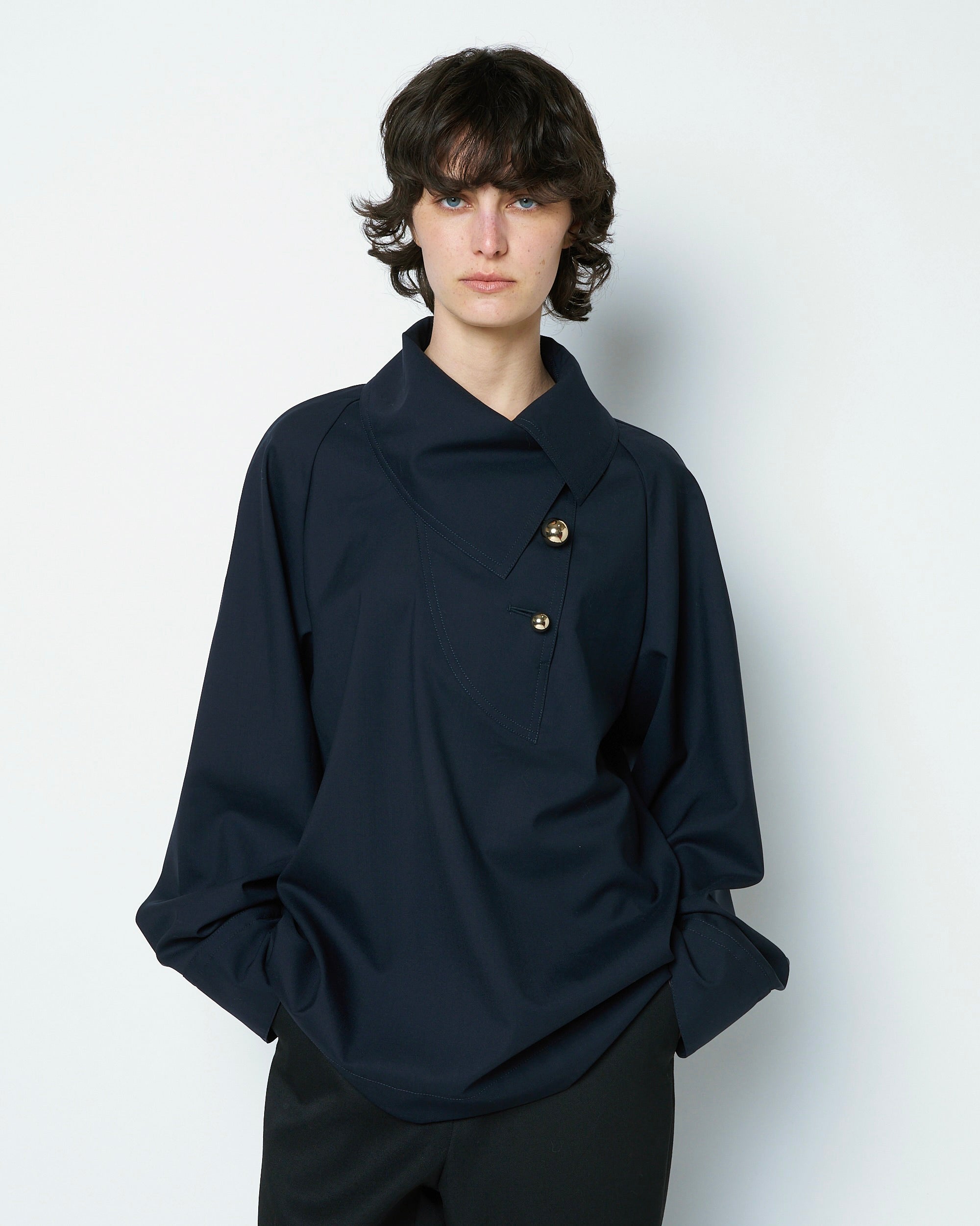 【COMING SOON】OVELIA - 2WAY WOOL BLOUSE WITH BUTTONS