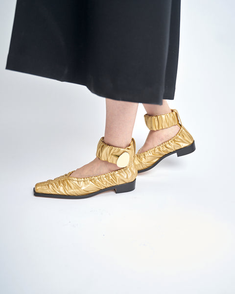 GARWIN - SQUARE TOE GATHERED LEATHER SHOES