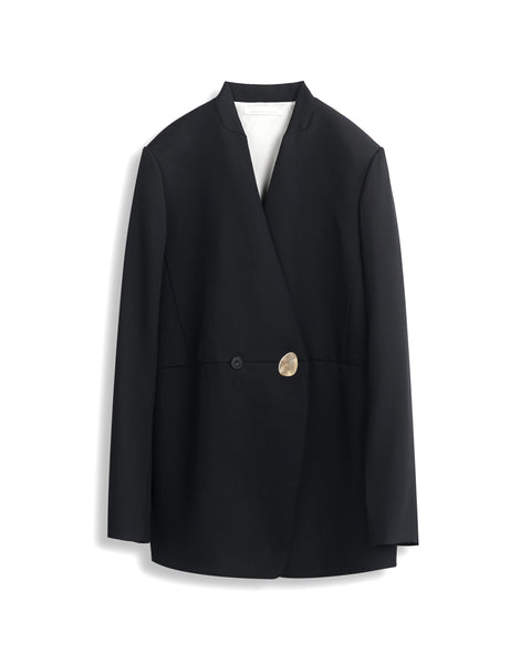 HARU -  COLLARLESS WOOL TAILORED BLAZER