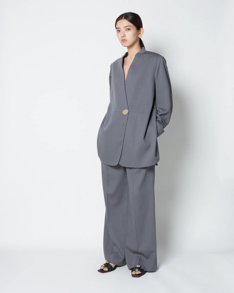 HARU - COLLARLESS SUMMER WOOL TAILORED BLAZER