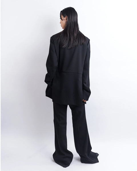 HARU -  COLLARLESS WOOL TAILORED BLAZER