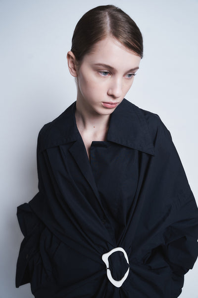 MARIALUISA - COTTON GATHERED SHIRT WITH BUCKLE