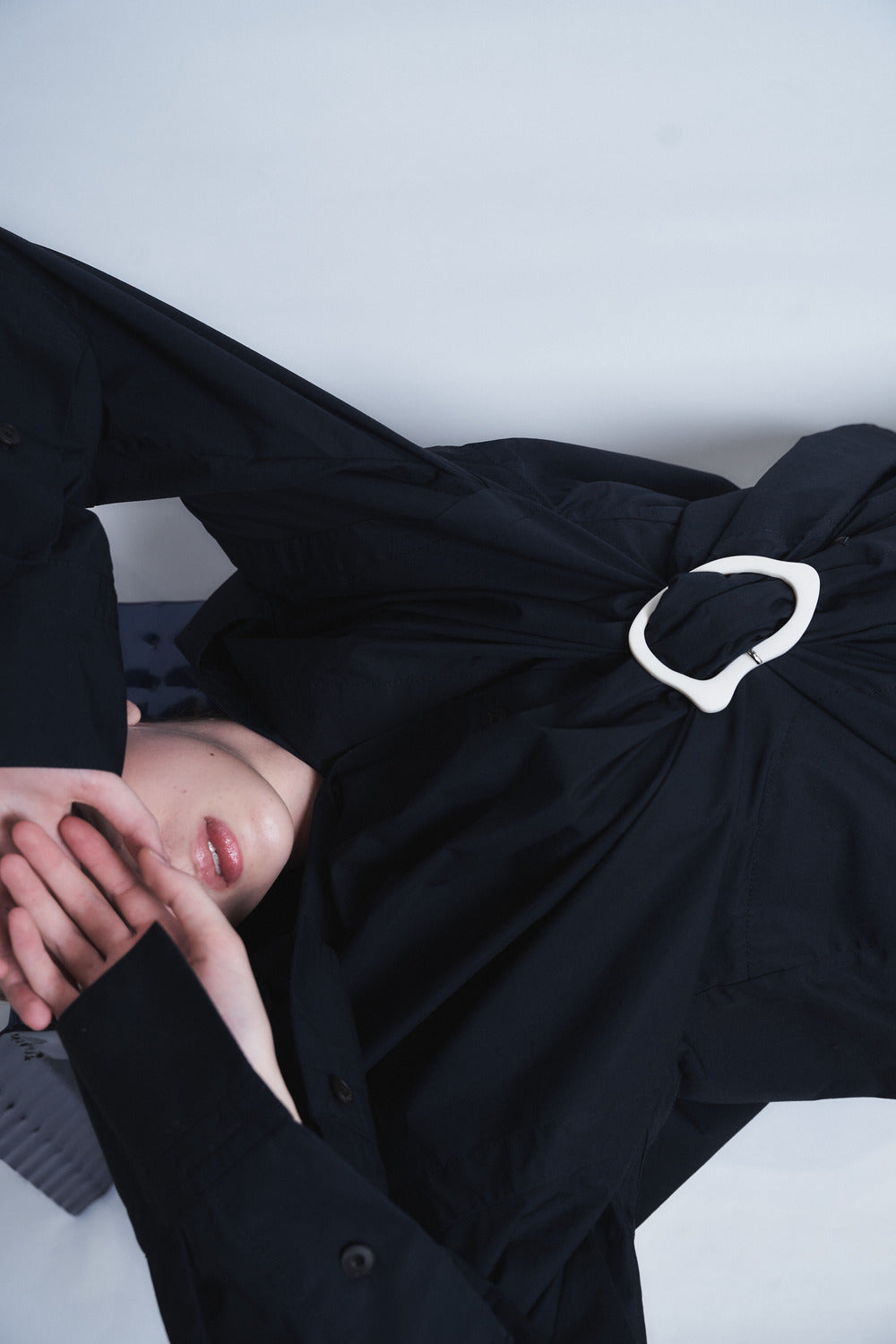 MARIALUISA - COTTON GATHERED SHIRT WITH BUCKLE