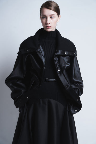 MARGOT - RIB COLLAR NYLON SNAP JACKET