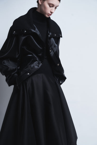 MARGOT - RIB COLLAR NYLON SNAP JACKET