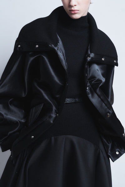 MARGOT - RIB COLLAR NYLON SNAP JACKET