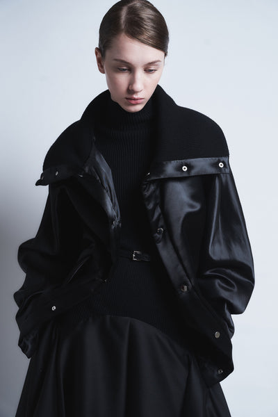 MARGOT - RIB COLLAR NYLON SNAP JACKET