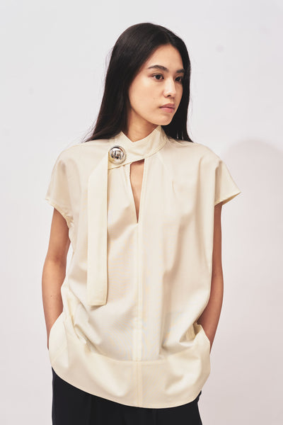 HEPBURN SL - WOOL SLEEVELESS BUTTON TOP