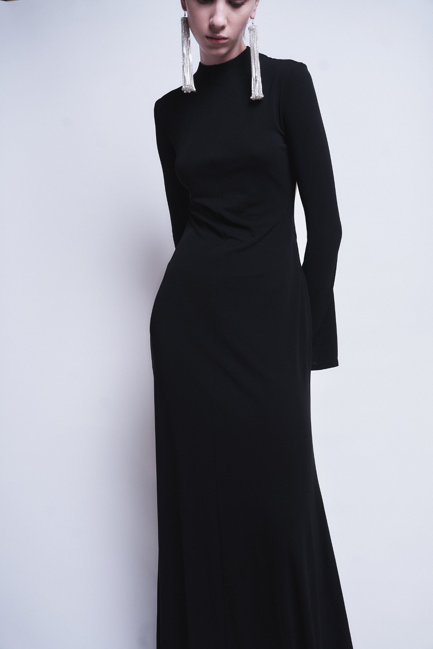 MARIANA - HIGH TWISTED JERSEY LONG SLEEVE DRESS