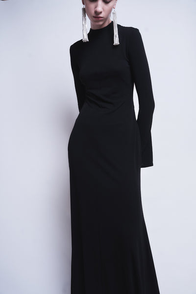 MARIANA - HIGH TWISTED JERSEY LONG SLEEVE DRESS