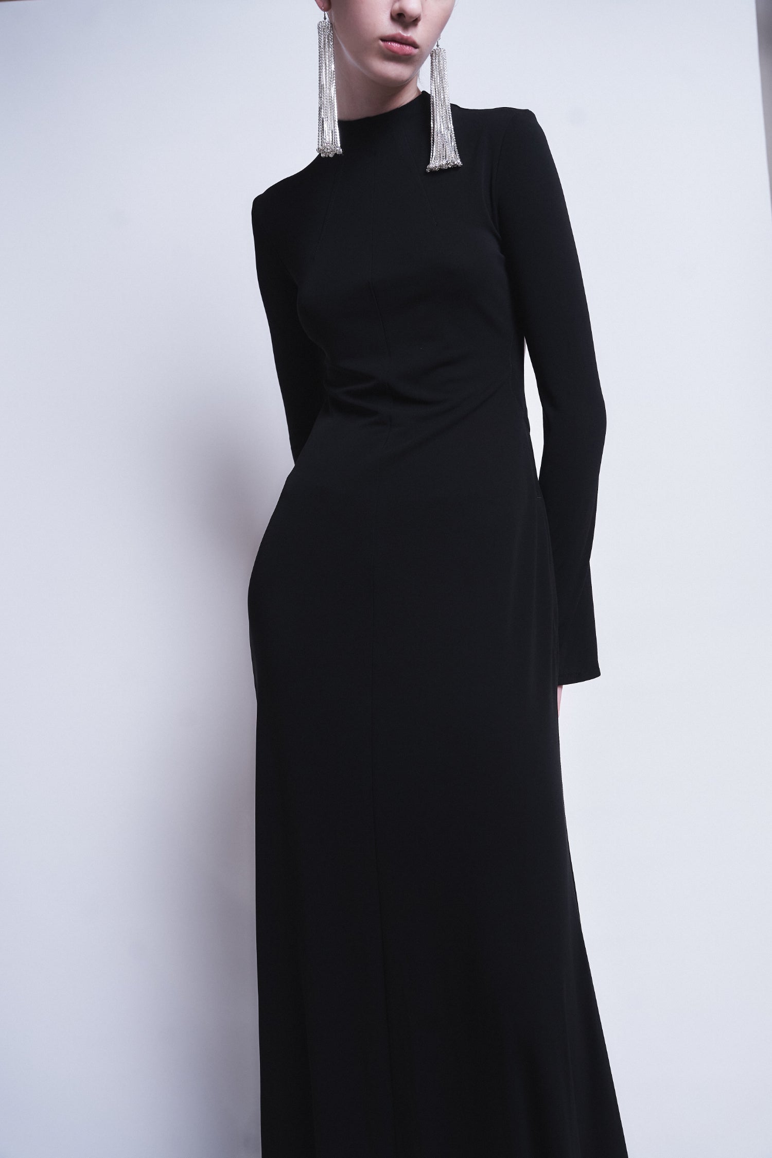 MARIANA - HIGH TWISTED JERSEY LONG SLEEVE DRESS