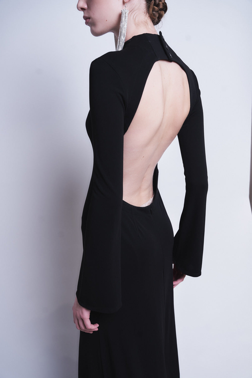 MARIANA - HIGH TWISTED JERSEY LONG SLEEVE DRESS