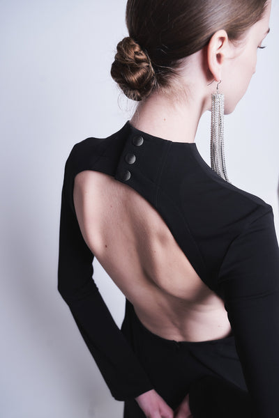 STRASS FRINGE PIERCE LONG - SILVER