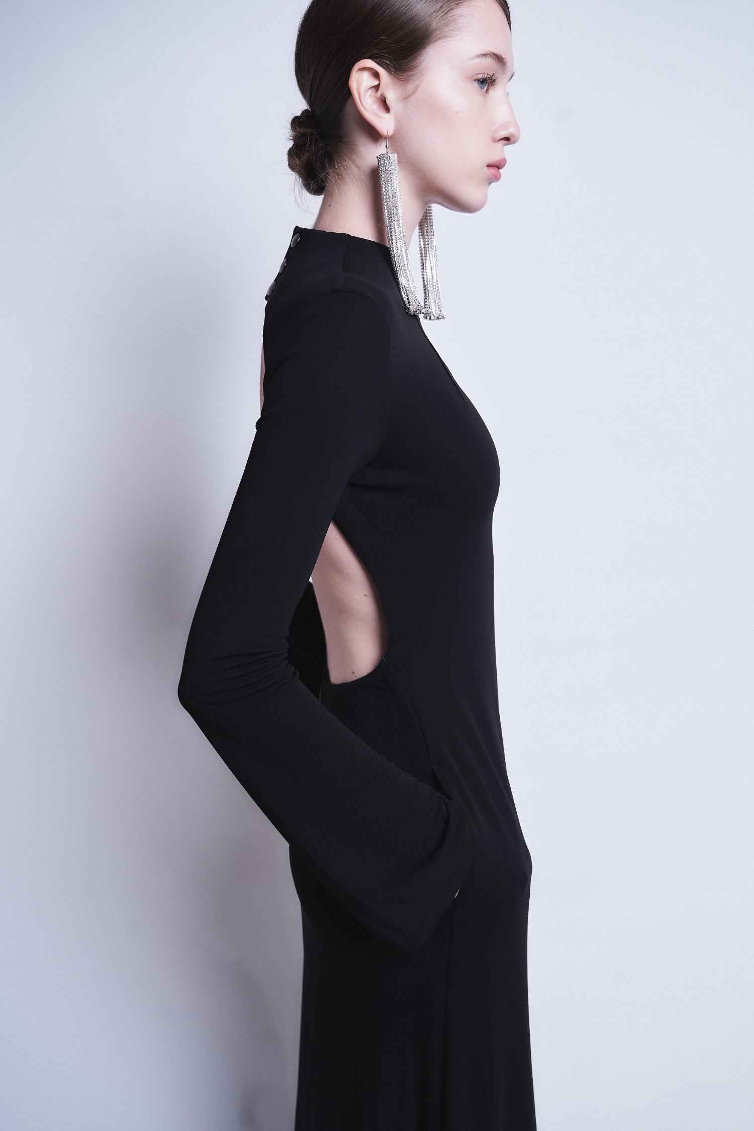 MARIANA - HIGH TWISTED JERSEY LONG SLEEVE DRESS