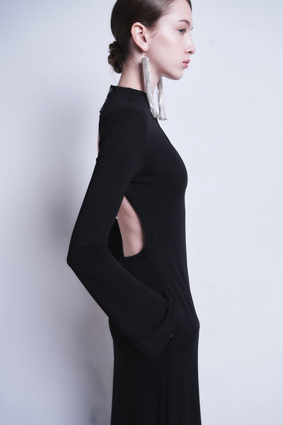 MARIANA - HIGH TWISTED JERSEY LONG SLEEVE DRESS