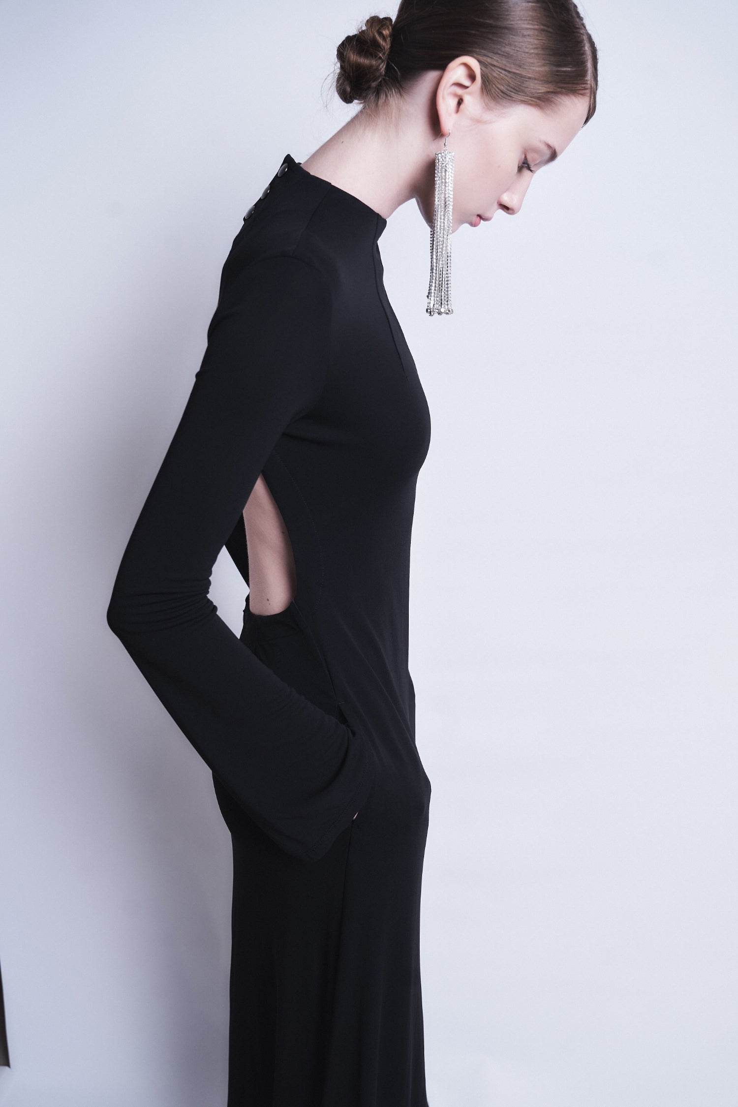 MARIANA - HIGH TWISTED JERSEY LONG SLEEVE DRESS