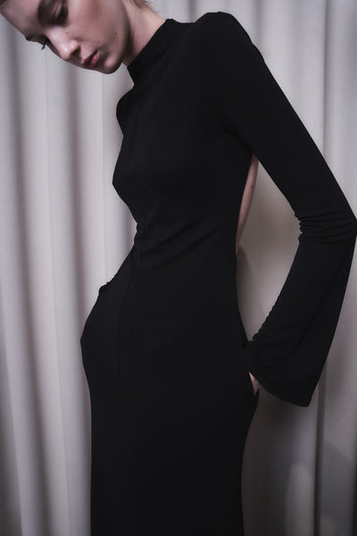 MARIANA - HIGH TWISTED JERSEY LONG SLEEVE DRESS