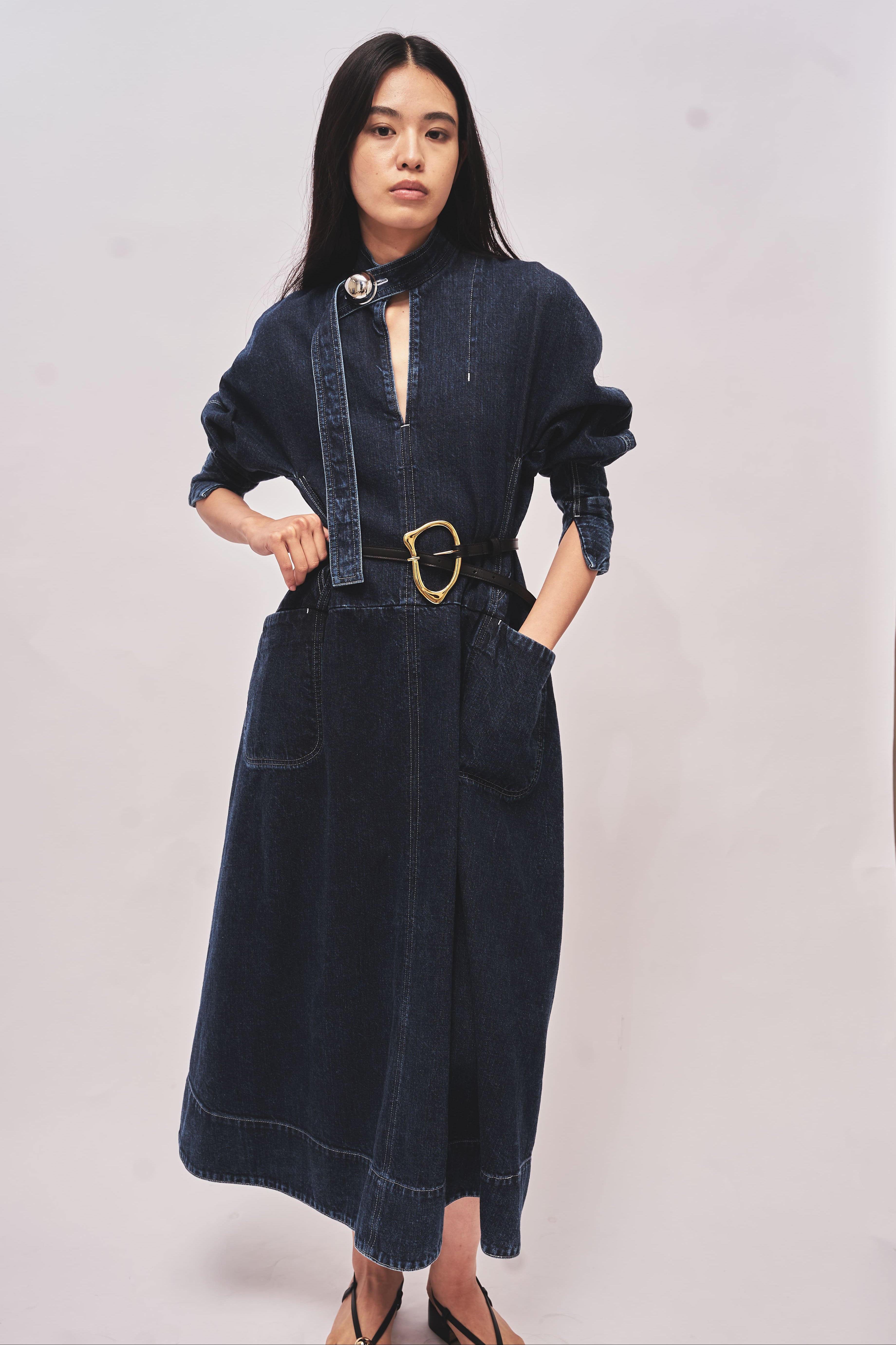 ELIANA - ROUND SHAPED VOLUME DENIM DRESS