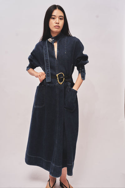 ELIANA - ROUND SHAPED VOLUME DENIM DRESS