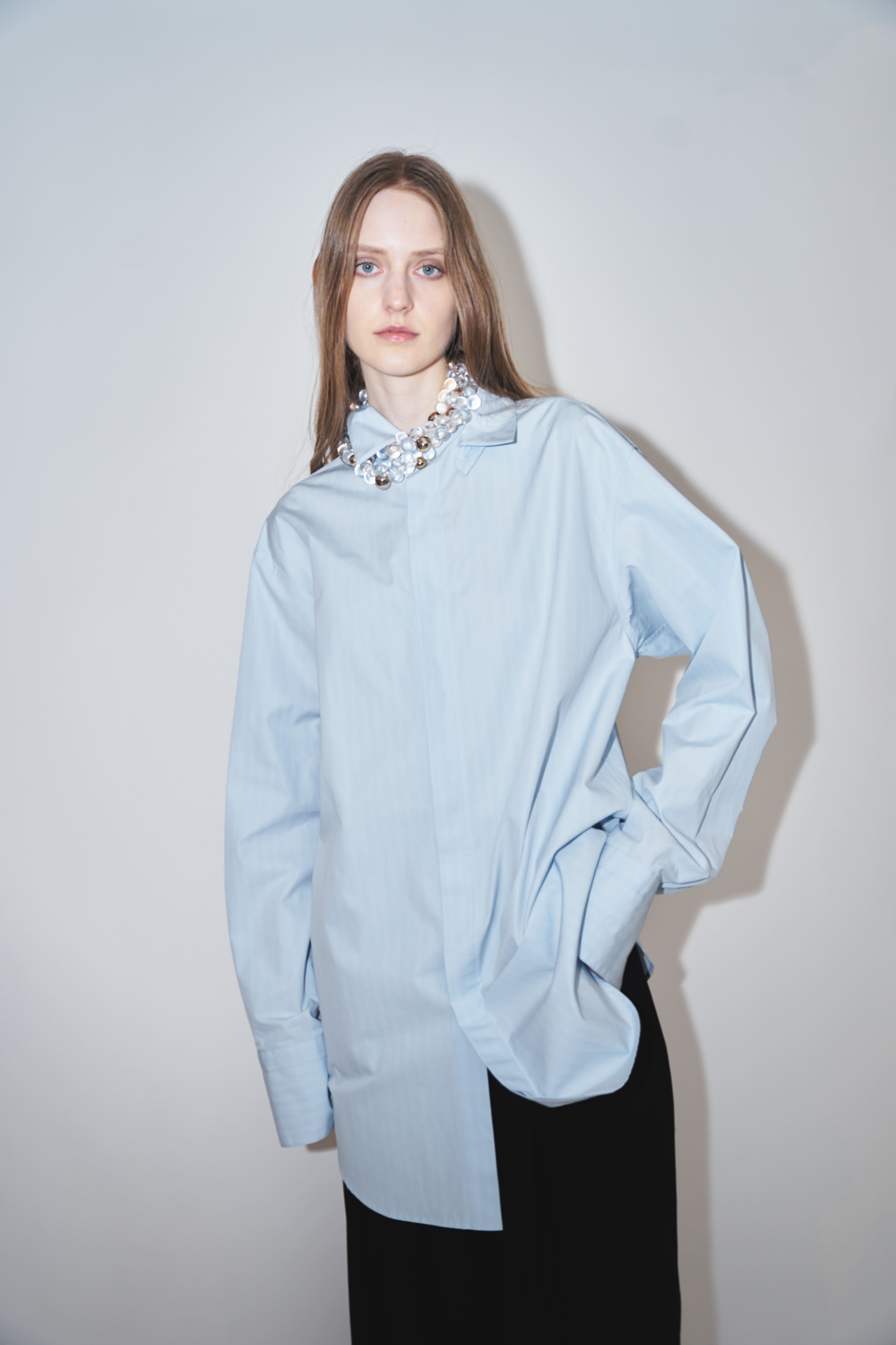 NAVIA - REMOVABLE COLLAR STRIPE SHIRT