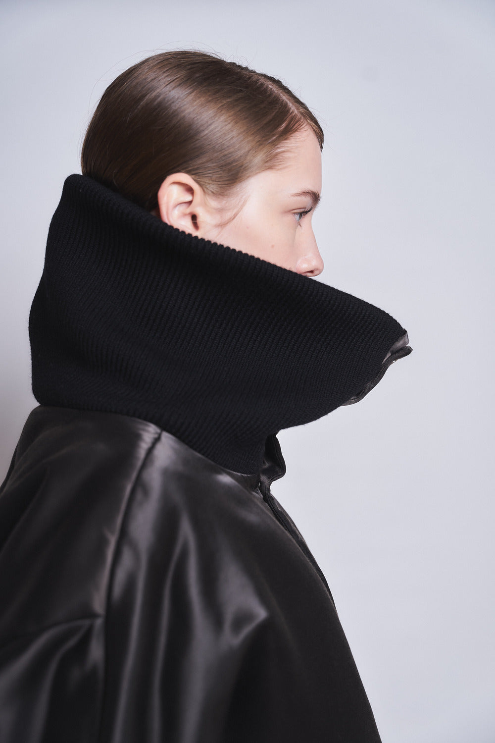 MARGOT - RIB COLLAR NYLON SNAP JACKET