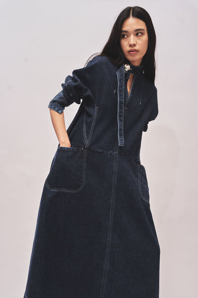 ELIANA - ROUND SHAPED VOLUME DENIM DRESS