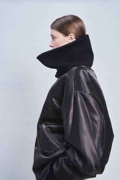 MARGOT - RIB COLLAR NYLON SNAP JACKET