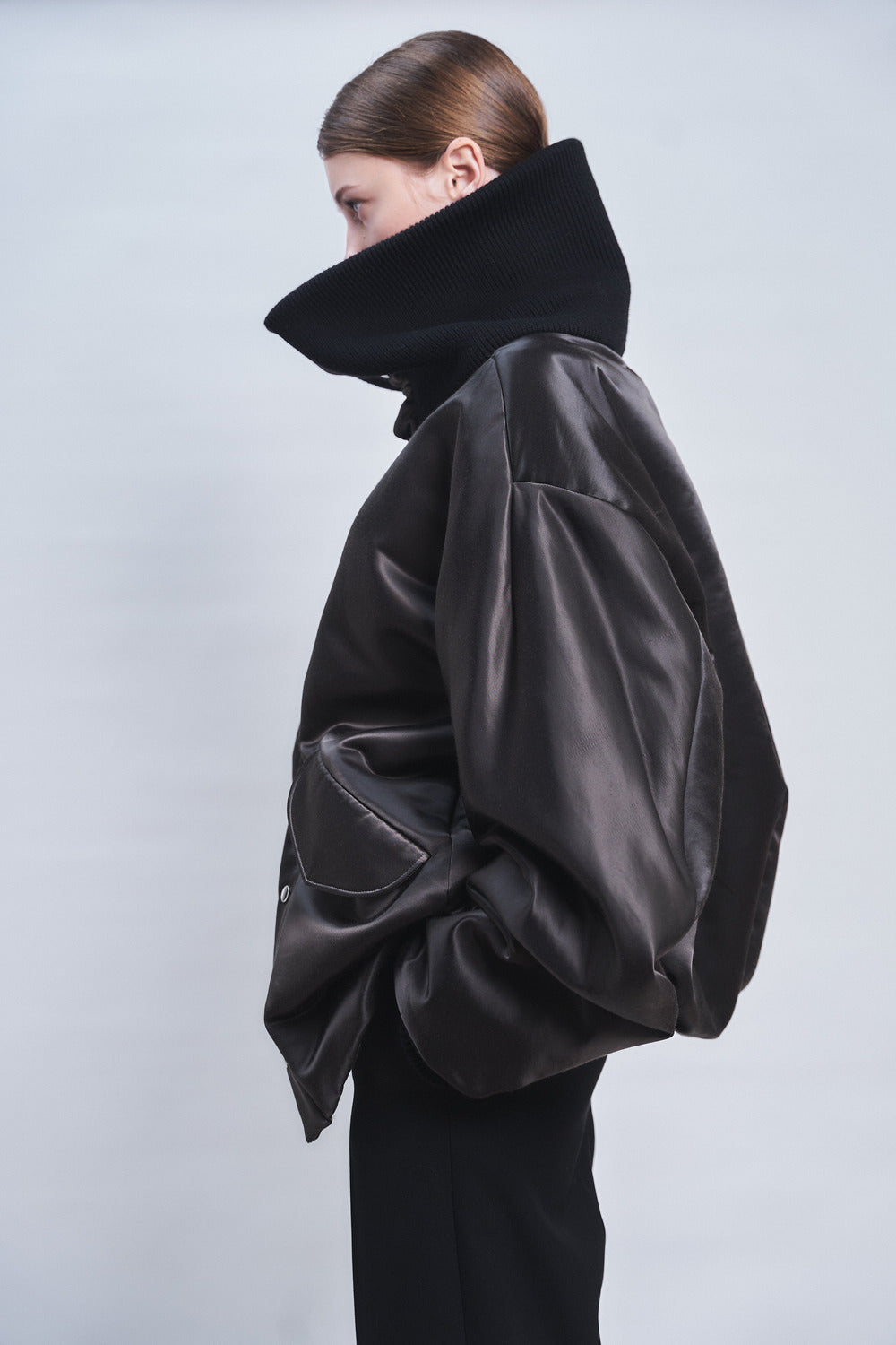 MARGOT - RIB COLLAR NYLON SNAP JACKET