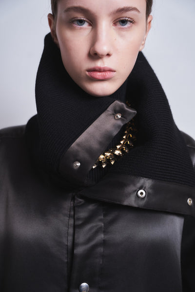 MARGOT - RIB COLLAR NYLON SNAP JACKET